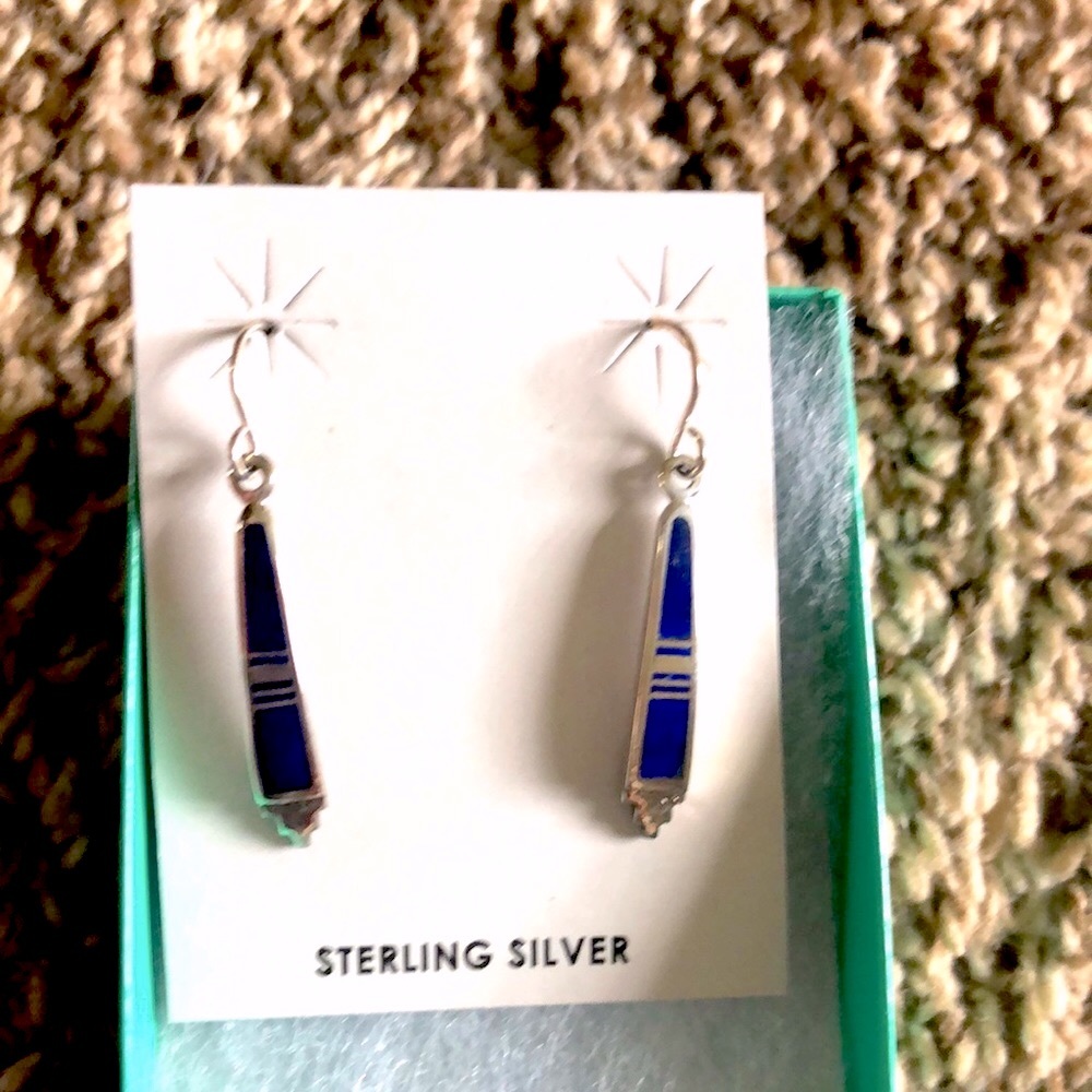 Sterling Silver & Lapis Santa Fe Inlay Earrings